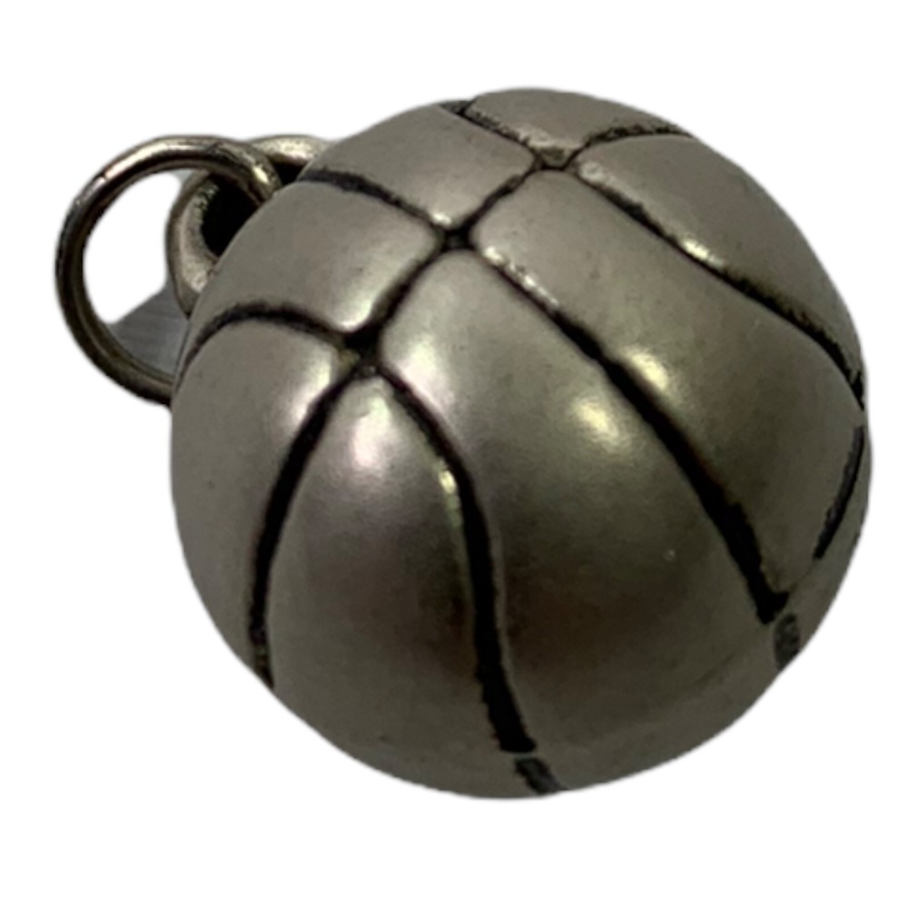 Basketball Pendant or Charm for Necklace or‎ Bracelet Silvertone Jewelry Gift